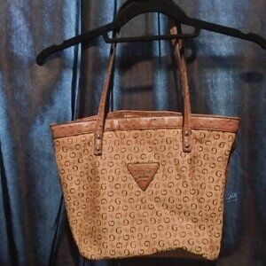 Guess Signature Handbag Tote w/ Ostrich Trim and Straps